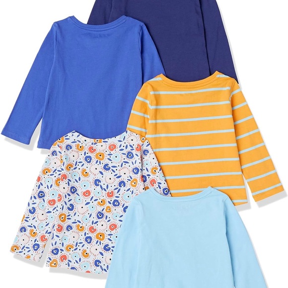 Amazon Essentials Girls👧🏻Long-Sleeve T-Shirts 5 in Multipacks Sz L - Picture 5 of 8